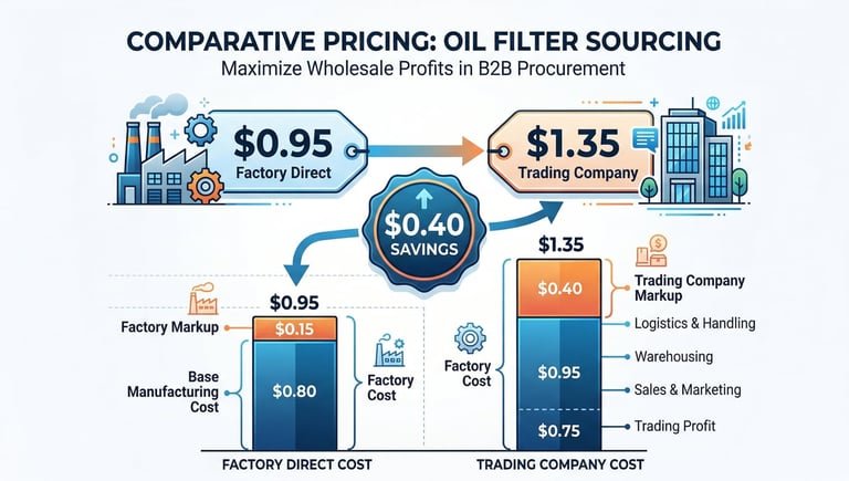 China Oil Filter: Factory Direct vs Trading Company - $0.40-$0.80 Price Gap, Quality Control & MOQ Differences Explained (2026 Buyer's Guide)